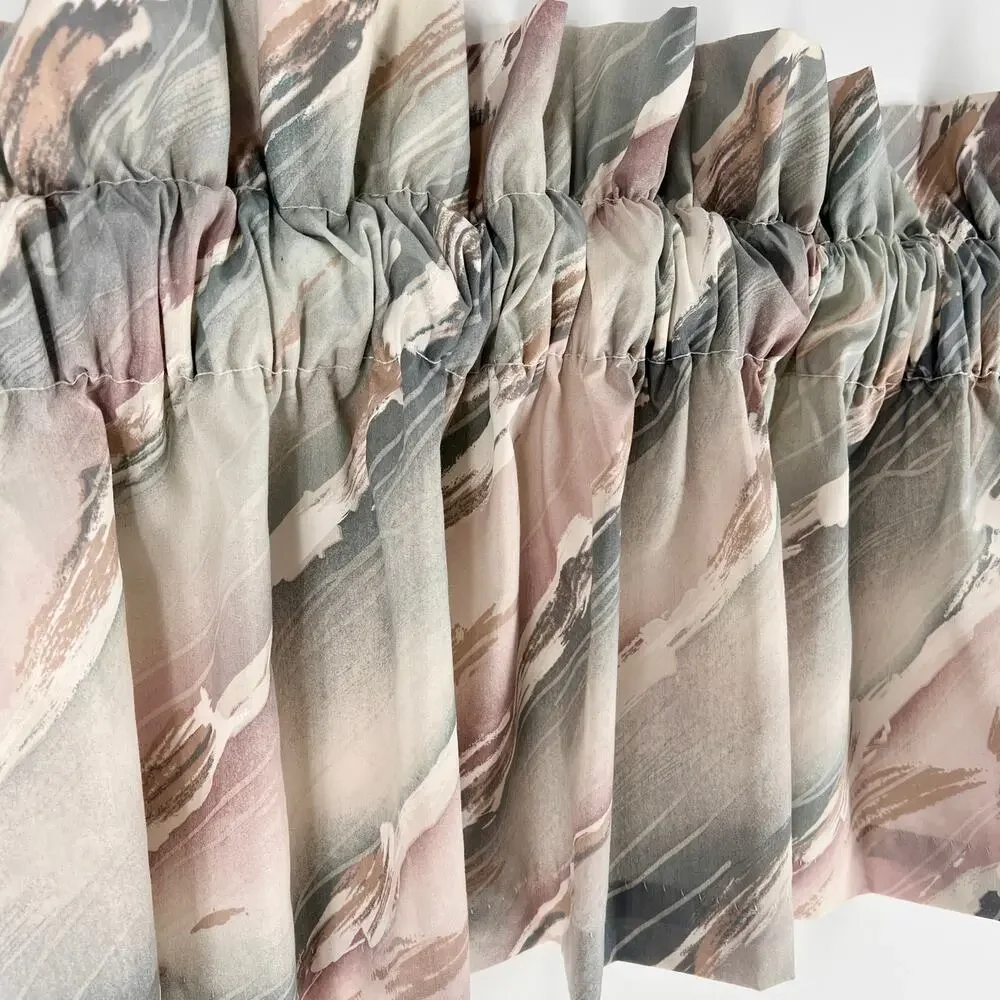 90s Vintage Watercolor Brushstroke Abstract Valance Curtain Muted 1990s